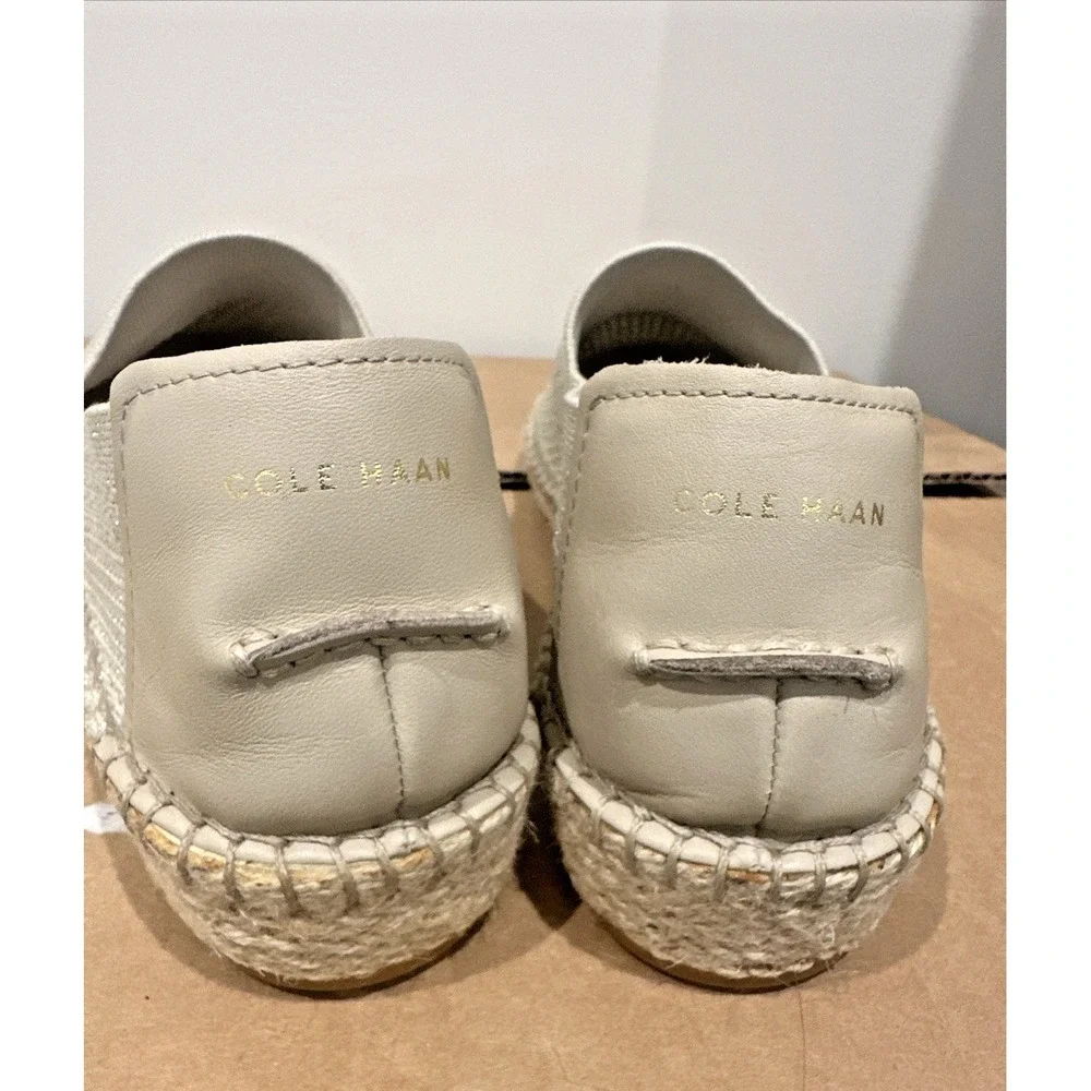 Cole Haan Wmn Size 10B Cloudfeel Stitchlite Espadrille Shoes Beige Jute Metallic